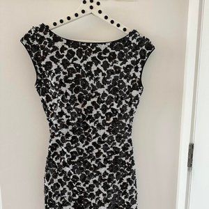 Black and white pattern sequin dress/ Event mini dress/ Hourglass fit mini dress